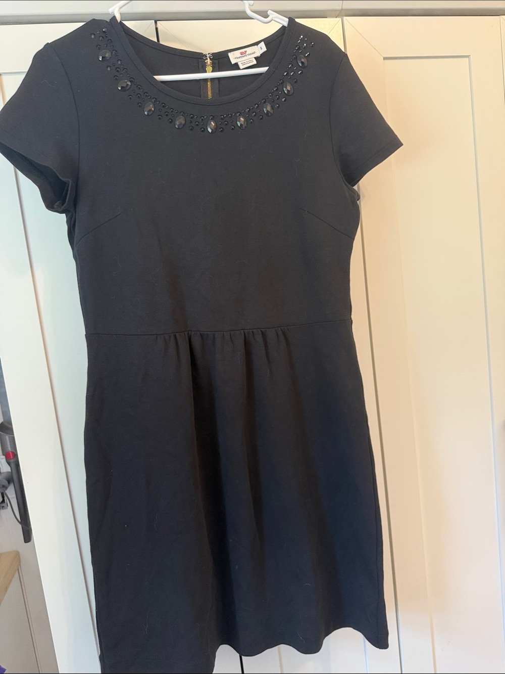 Vineyard Vines Short Sleeve Cotton Dress with Jewel-Neck Detail